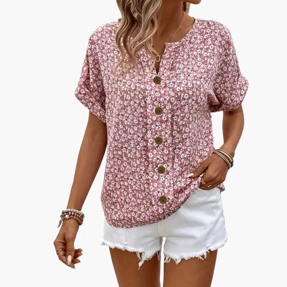 Women's Printed Button-Down Blouse – Long Sleeve & Loose Fit