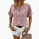 Women's Printed Button-Down Blouse – Long Sleeve & Loose Fit