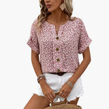 Women's Printed Button-Down Blouse – Long Sleeve & Loose Fit
