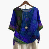 Women's Printed Blouse – Button-Down, Long Sleeve & Loose Fit