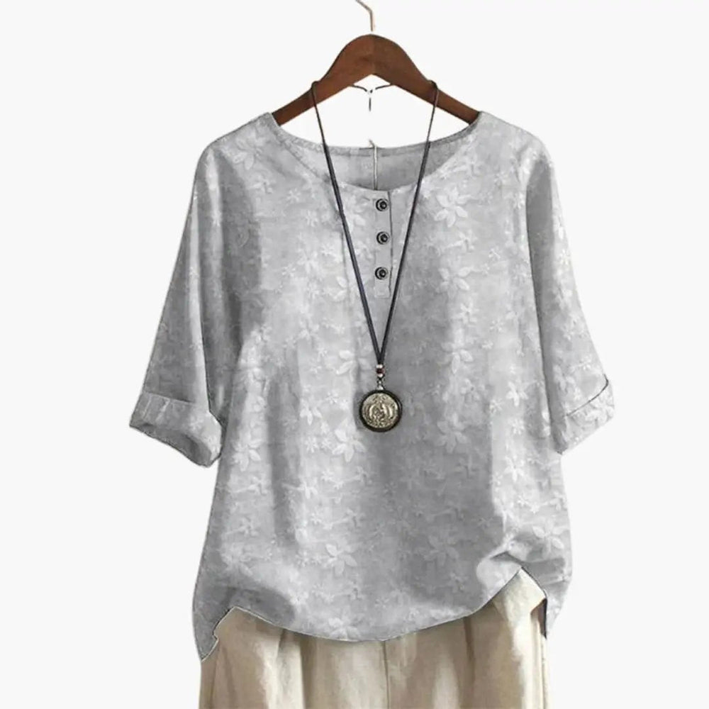 Women's Printed Blouse – Button-Down, Long Sleeve & Loose Fit