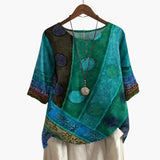 Women's Printed Blouse – Button-Down, Long Sleeve & Loose Fit