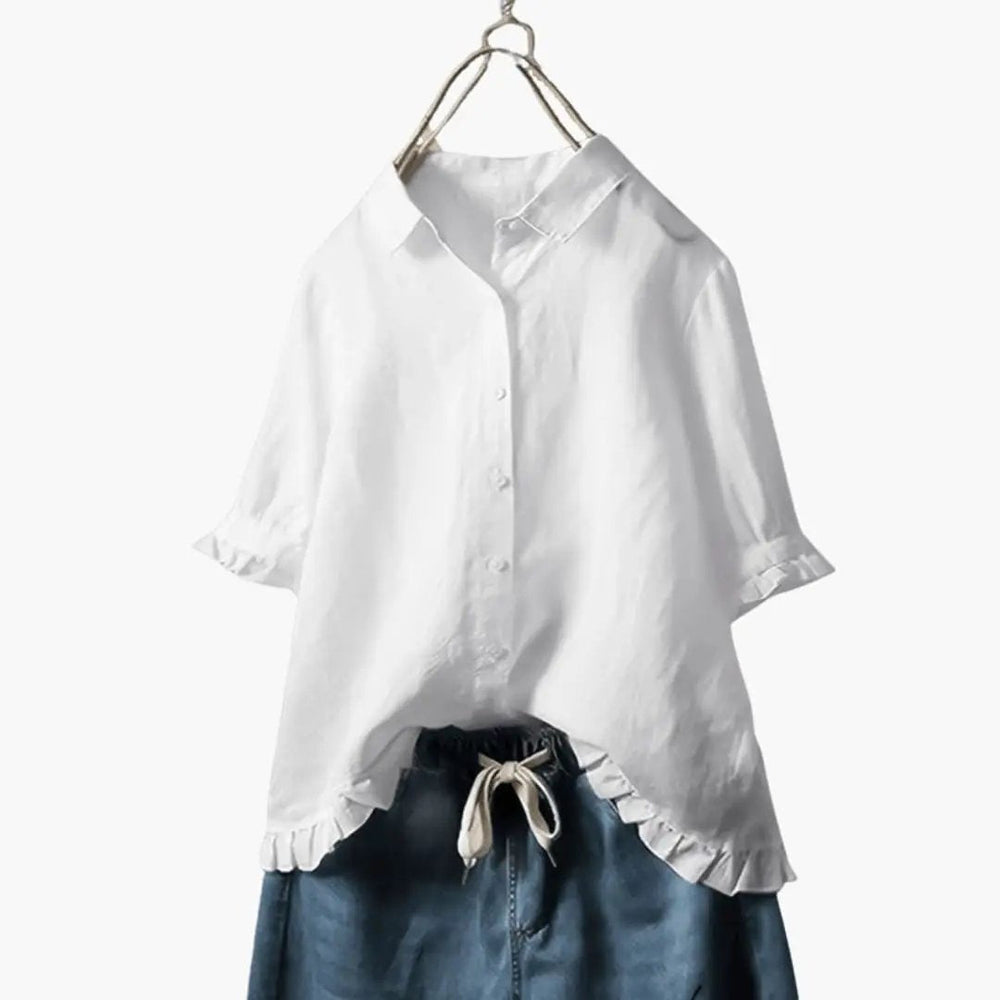 Women's Crew Neck Blouse – Relaxed Fit, Long Sleeve & Woven Pullover