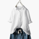 Women's Crew Neck Blouse – Relaxed Fit, Long Sleeve & Woven Pullover