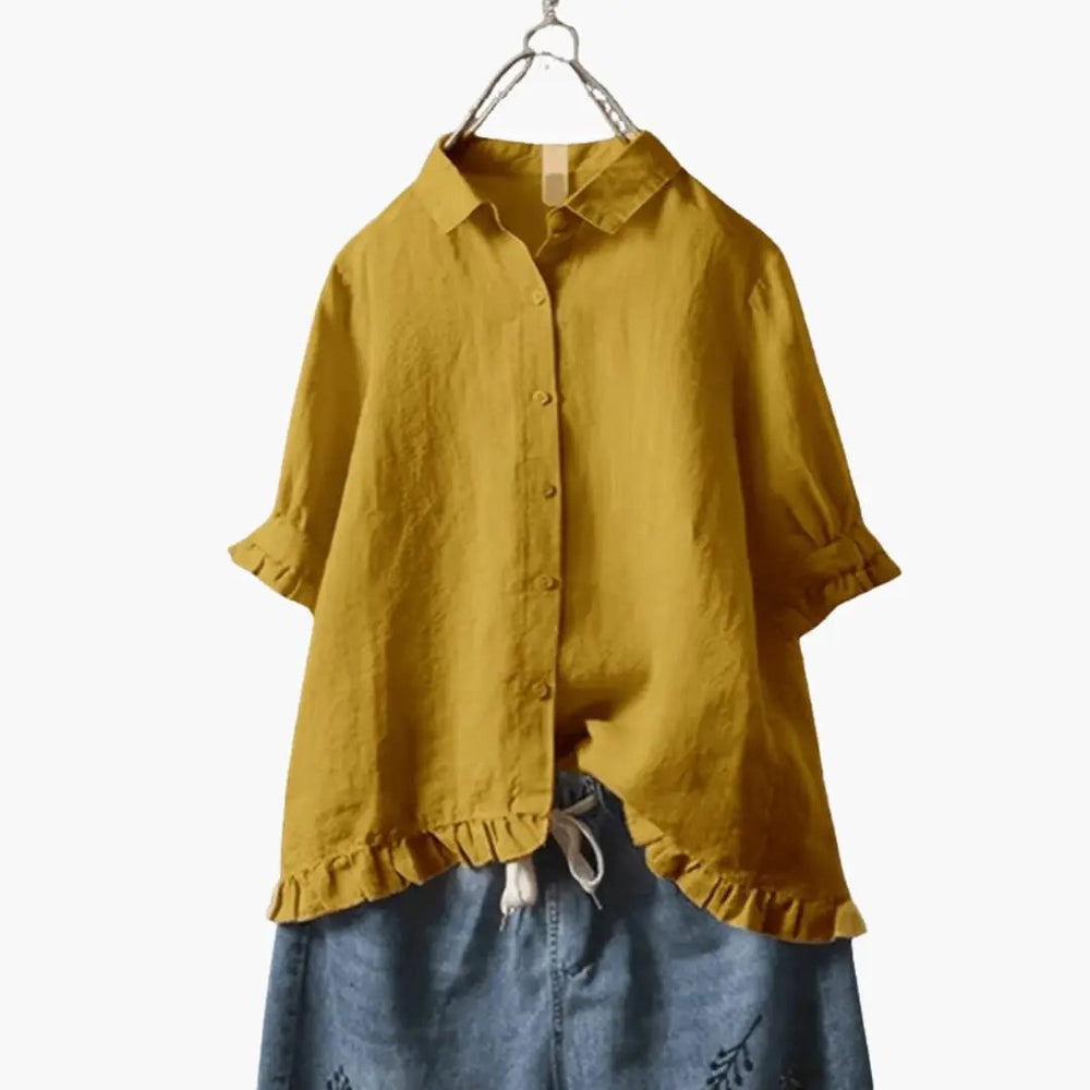 Women's Crew Neck Blouse – Relaxed Fit, Long Sleeve & Woven Pullover
