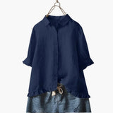 Women's Crew Neck Blouse – Relaxed Fit, Long Sleeve & Woven Pullover