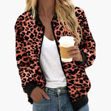 Women's Bomber Jacket – Leopard Print, Relaxed Fit & Front Zip Closure