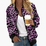 Women's Bomber Jacket – Leopard Print, Relaxed Fit & Front Zip Closure