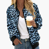Women's Bomber Jacket – Leopard Print, Relaxed Fit & Front Zip Closure