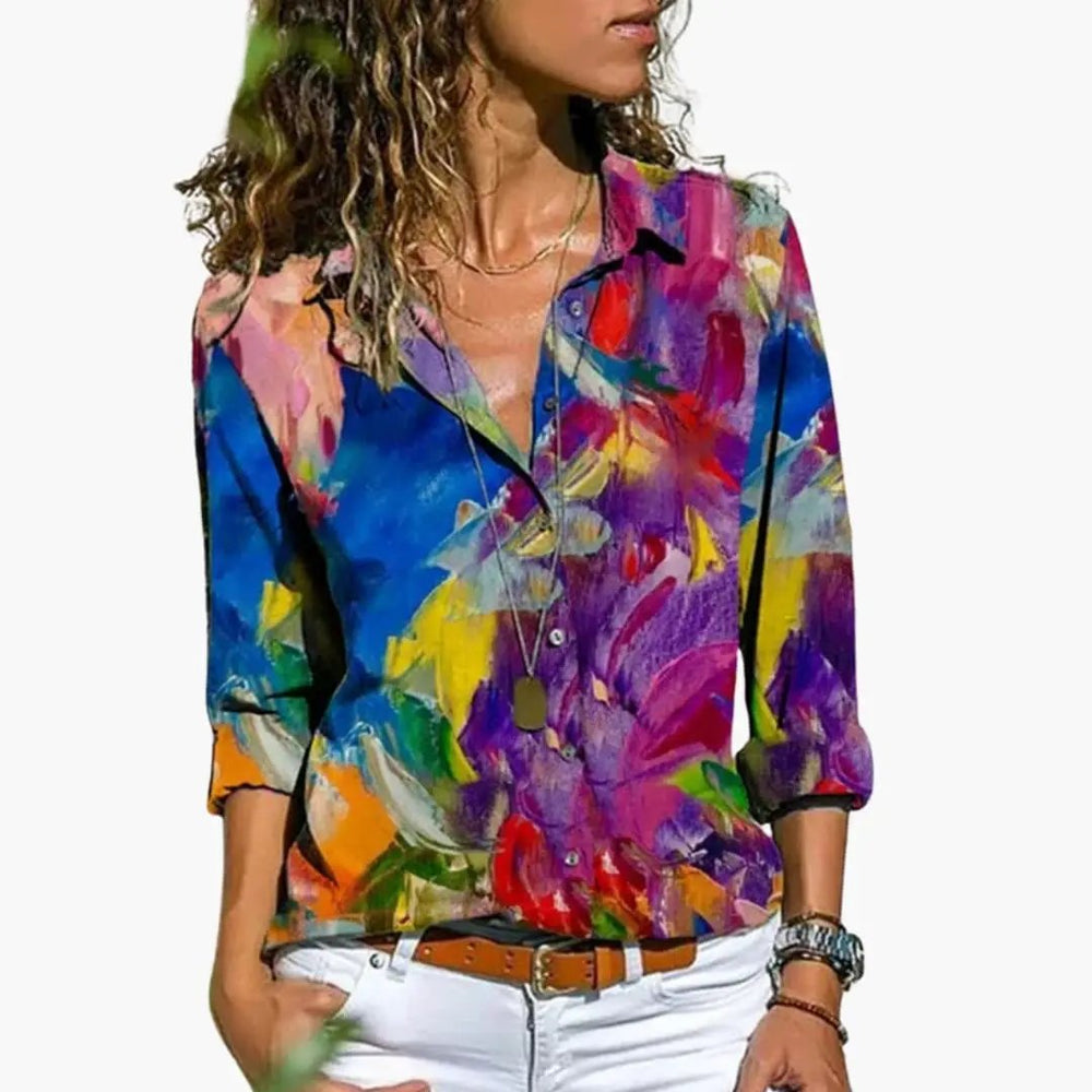 Women's Crew Neck Shirt – Relaxed Fit, Long Sleeve & Woven Pullover
