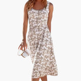Women's Dress – Sleeveless, Round Neck & Floral Print