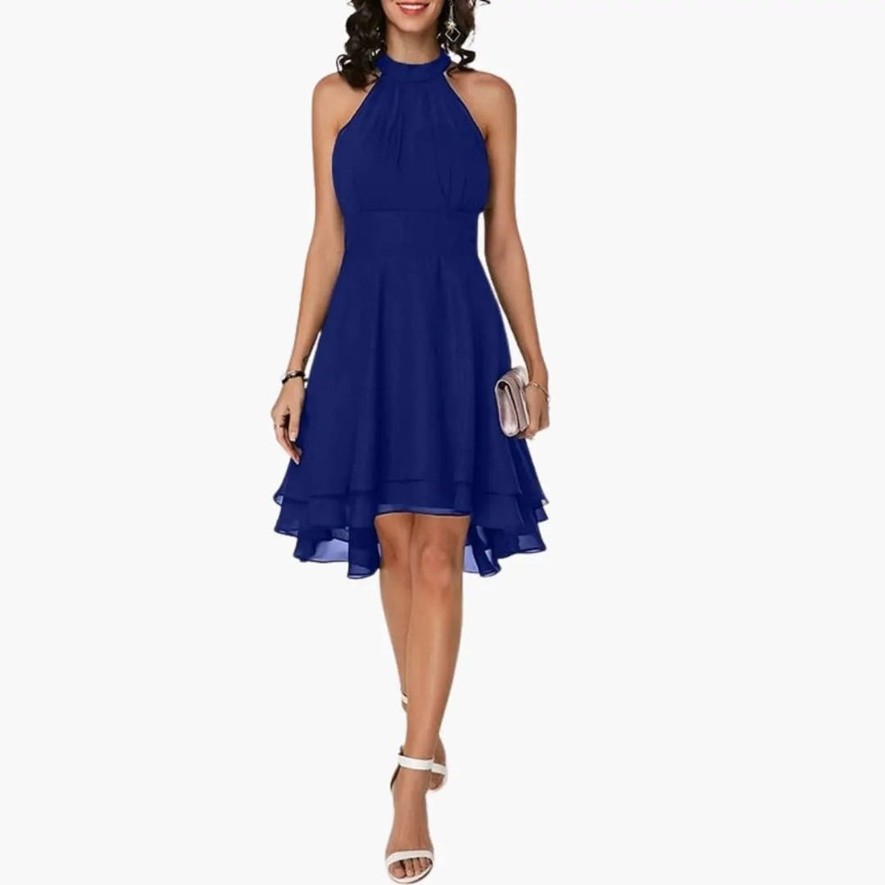 Women's Dress – Sleeveless, Round Neck & Ruffle Detail