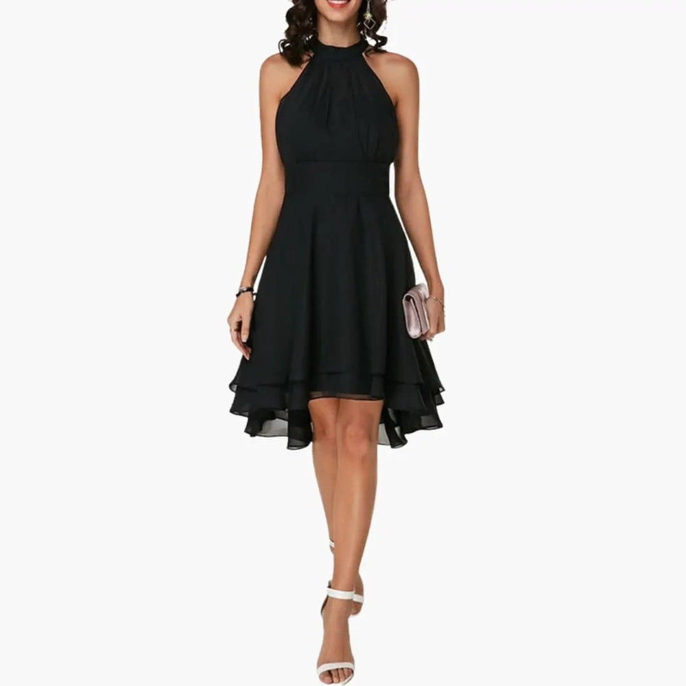 Women's Dress – Sleeveless, Round Neck & Ruffle Detail
