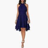 Women's Dress – Sleeveless, Round Neck & Ruffle Detail