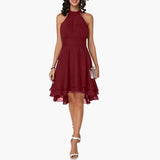 Women's Dress – Sleeveless, Round Neck & Ruffle Detail