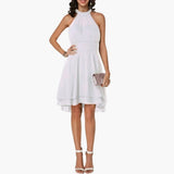 Women's Dress – Sleeveless, Round Neck & Ruffle Detail