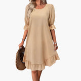 Women's Midi Dress – Ruffle Sleeve Design