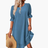 Women's Midi Dress – Ruffle Sleeve Design