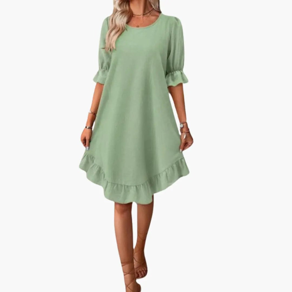 Women's Midi Dress – Ruffle Sleeve Design