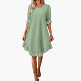 Women's Midi Dress – Ruffle Sleeve Design