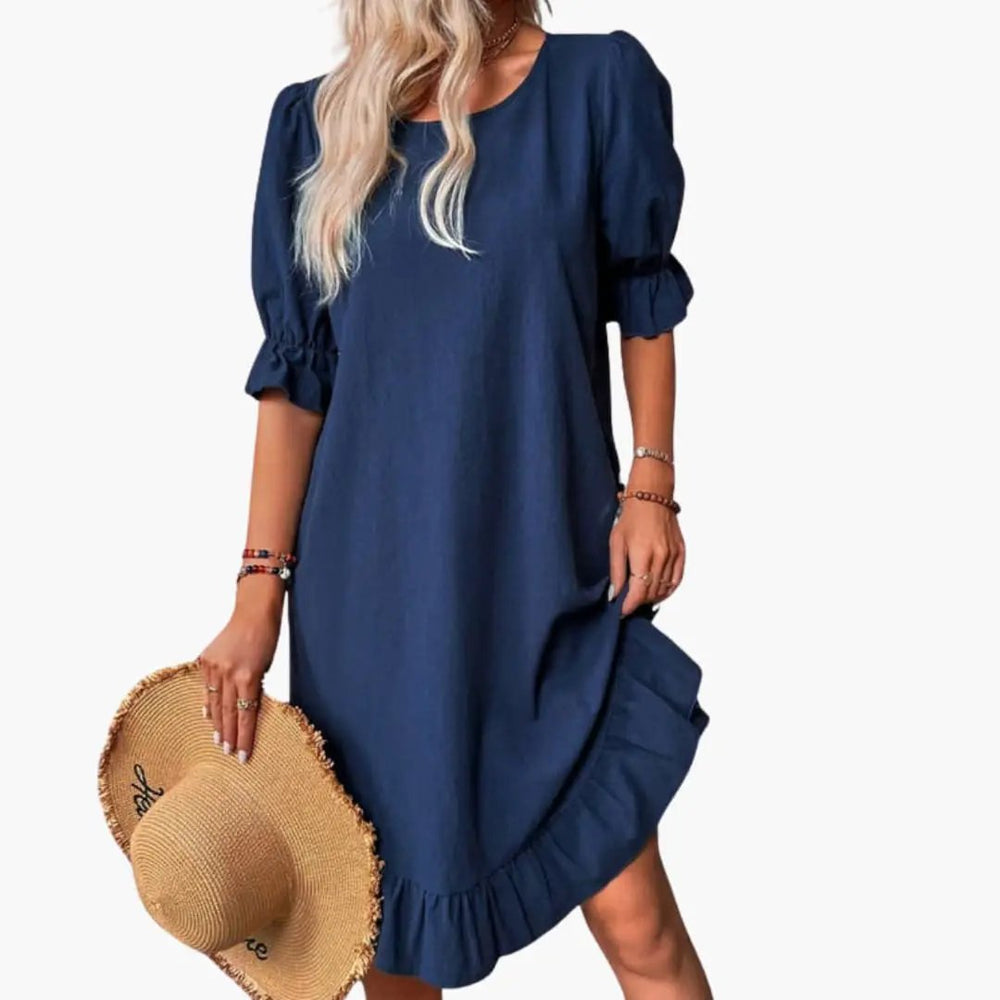 Women's Midi Dress – Ruffle Sleeve Design