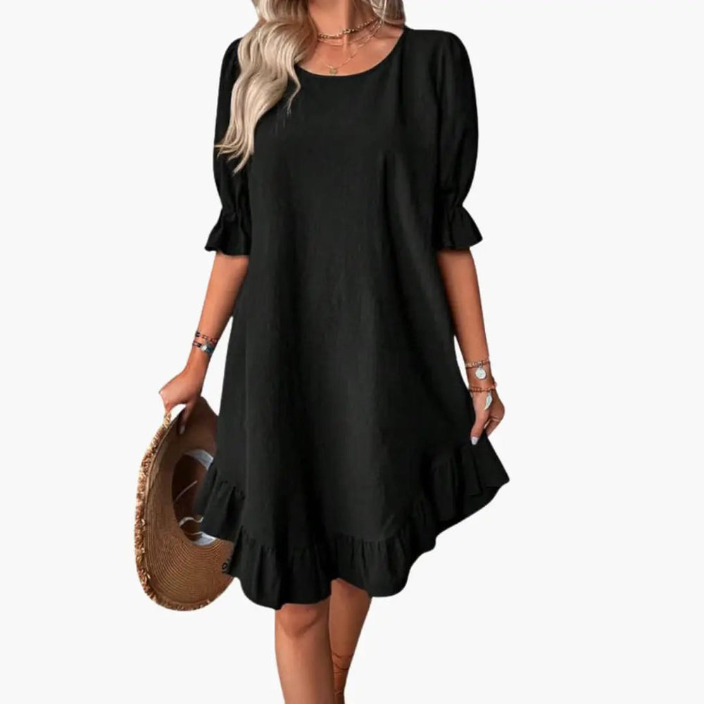 Women's Midi Dress – Ruffle Sleeve Design