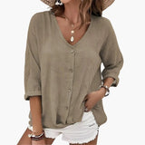 Women's Blouse – Scalloped Collar & Button-Down Front
