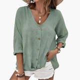 Women's Blouse – Scalloped Collar & Button-Down Front