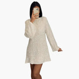 Women's Mini Dress – Sequin Finish & Back Bow Detail