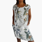 Women's Short Sleeve Dress – Round Neckline & Straight Hem