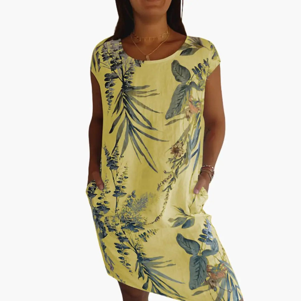 Women's Short Sleeve Dress – Round Neckline & Straight Hem