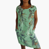 Women's Short Sleeve Dress – Round Neckline & Straight Hem
