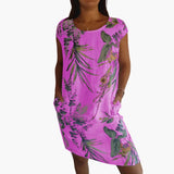 Women's Short Sleeve Dress – Round Neckline & Straight Hem