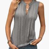 Women's Blouse – Sleeveless, V-Neck & Pleated Design