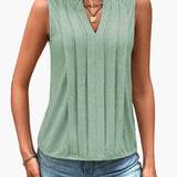 Women's Blouse – Sleeveless, V-Neck & Pleated Design