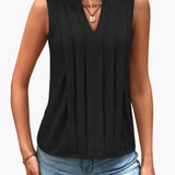 Women's Blouse – Sleeveless, V-Neck & Pleated Design