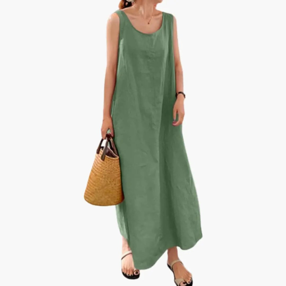 Sleeveless Dress – Women's, Round Neckline & Side Pockets