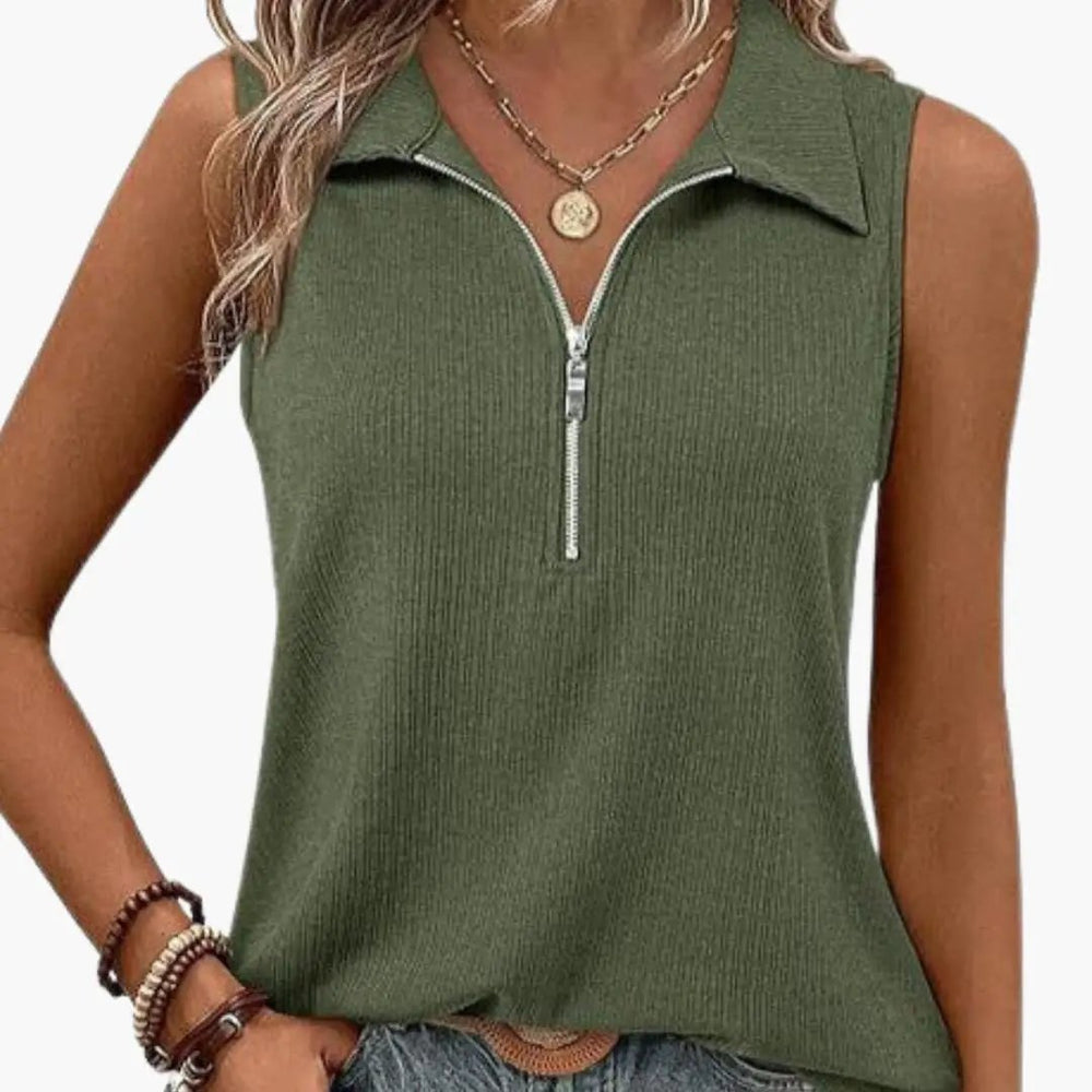 Women's Polo Shirt – Sleeveless, Zip Front & Summer Style