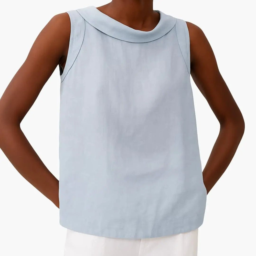 Women's Sleeveless Top – Roll Neck, Pull-On Style & Straight-Fit Hip-Length Hem