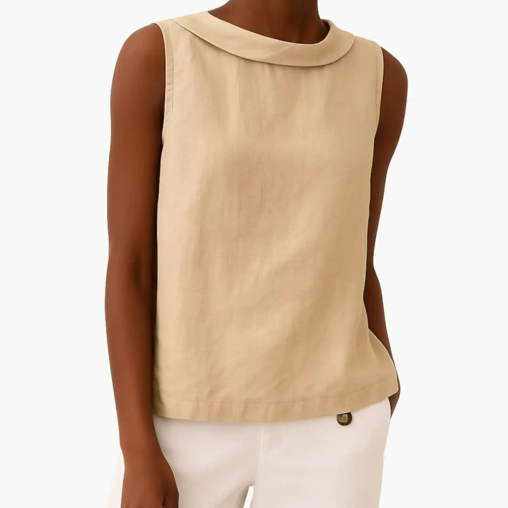 Women's Sleeveless Top – Roll Neck, Pull-On Style & Straight-Fit Hip-Length Hem