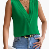 Women's Blouse – Sleeveless, Round Neck & Woven Straight-Hem Finish