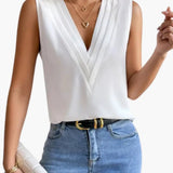 Women's Blouse – Sleeveless, Round Neck & Woven Straight-Hem Finish