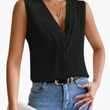 Women's Blouse – Sleeveless, Round Neck & Woven Straight-Hem Finish