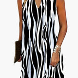 Women's Mini Dress – Striped, Sleeveless & Round Neck