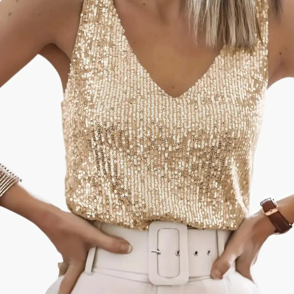 Women's Sequin Tank Top – Round Neck, Sleeveless & Lightweight