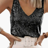 Women's Sequin Tank Top – Round Neck, Sleeveless & Lightweight