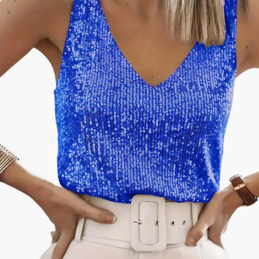 Women's Sequin Tank Top – Round Neck, Sleeveless & Lightweight