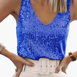 Women's Sequin Tank Top – Round Neck, Sleeveless & Lightweight