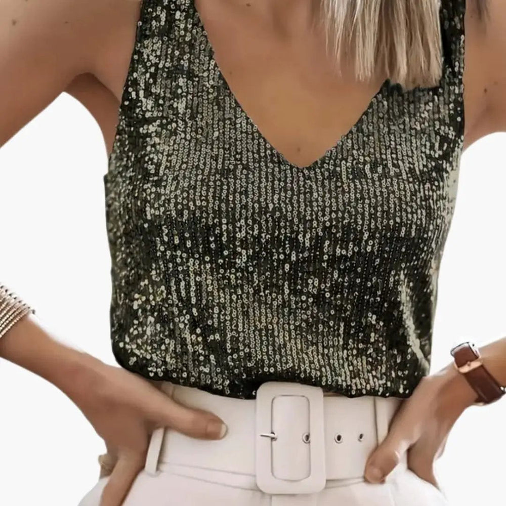 Women's Sequin Tank Top – Round Neck, Sleeveless & Lightweight