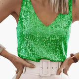 Women's Sequin Tank Top – Round Neck, Sleeveless & Lightweight